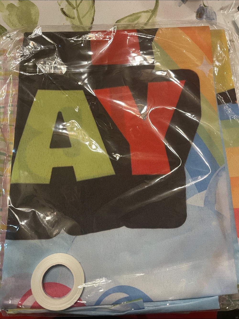 Happy Birthday banner with tape